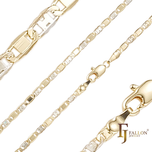 Mariner half H link chains plated in 14K Gold, two tone