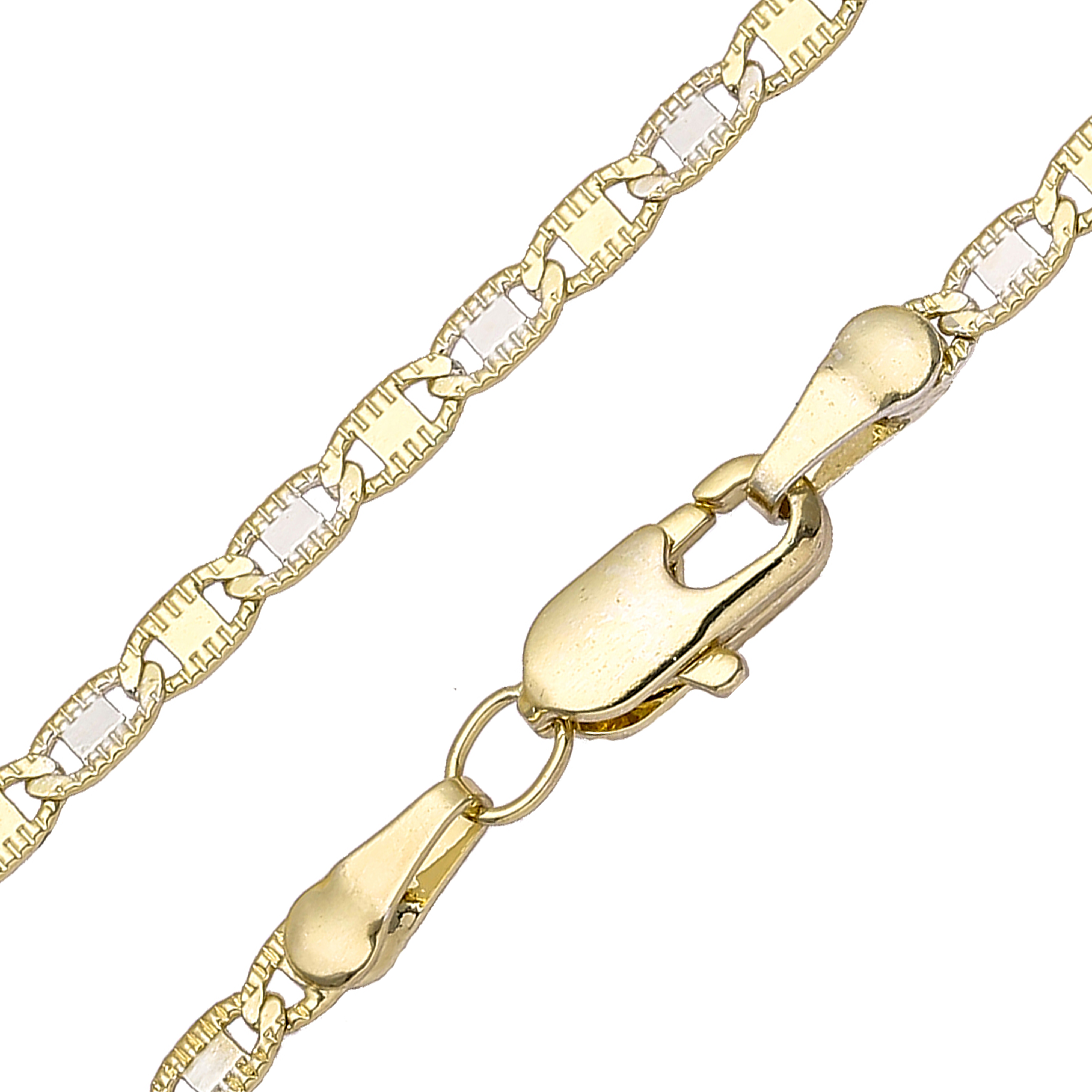 Mariner link Chains plated in 14K Gold, two tone