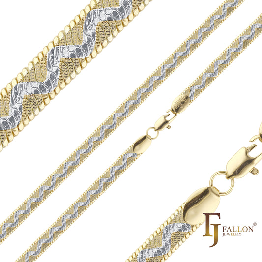 {Customize} Flat Snake chains plated in 14K Gold, Rose Gold, two tone