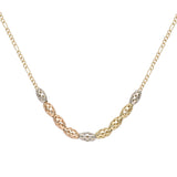 Five beads 14K Gold two tone Necklace