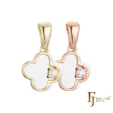 .Lucky clover Pendant plated in 14K Gold, Rose Gold two tone