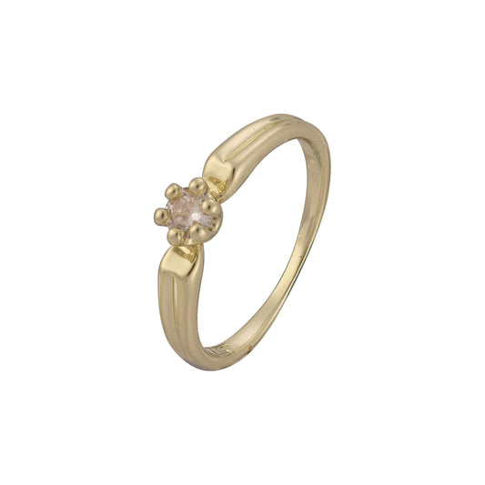 Clawed Solitaire white CZ 14K Gold, Rose Gold rings