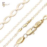 {Customize} Horse eye Marquise Fancy link chains plated in 14K Gold, Rose Gold two tone