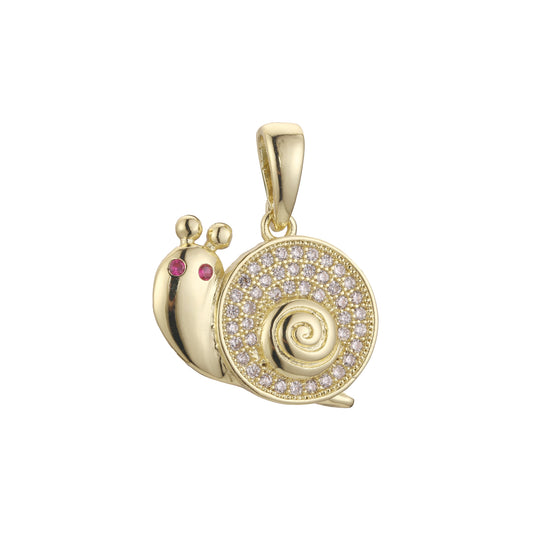 14K Gold snail pendant