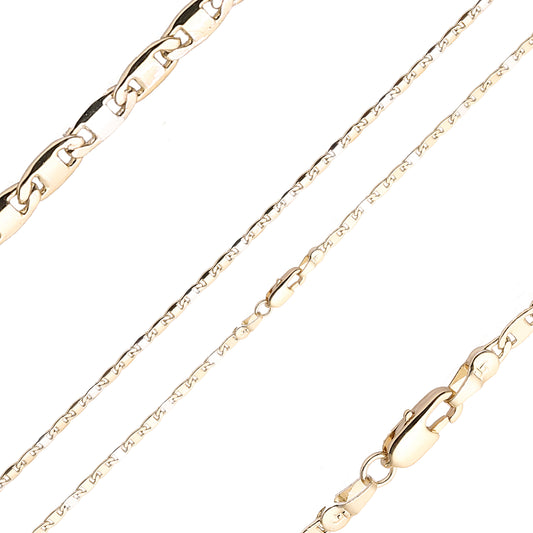 {Customize} Glossy flat oval Mariner link 14K Gold two tone chains