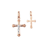 .Catholic Maltese Cross pendant in Rose Gold two tone, 14K Gold plating colors