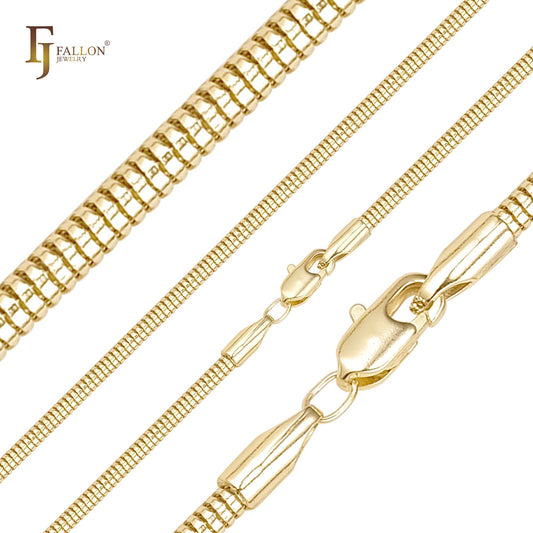 Classic Hollow rounded snake bone 14K Gold, Rose Gold Chains