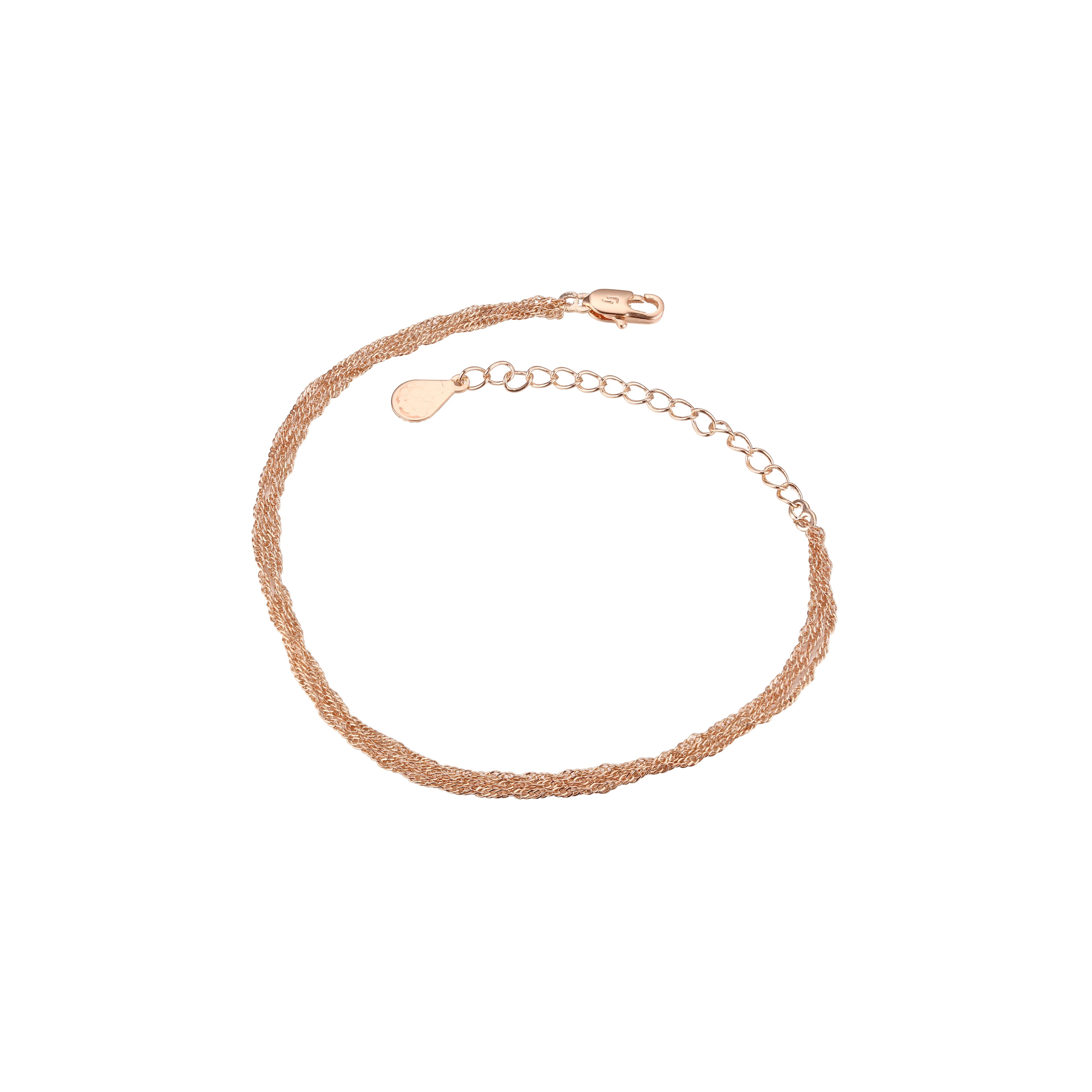 Triple Singapore single link chains plated in Rose Gold