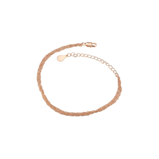 Triple Singapore single link chains plated in Rose Gold