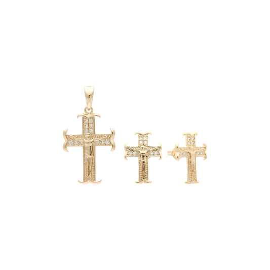 Cross set plated in 14K Gold, Rose Gold