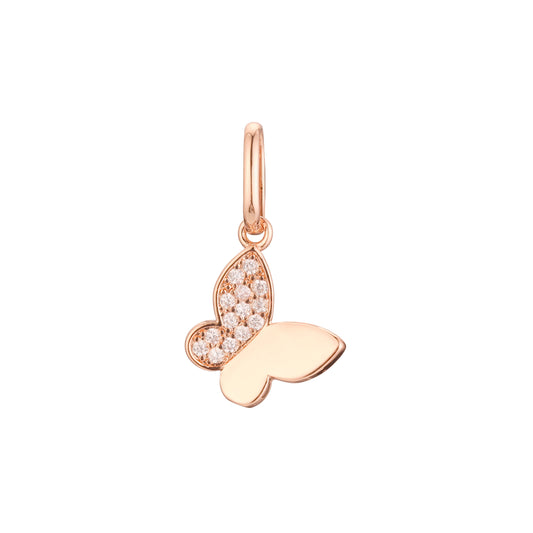 Butterfly pendant in Rose Gold, 14K Gold, two tone plating colors