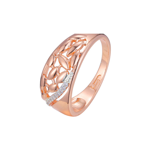 Rose Gold two stone rings with leaves