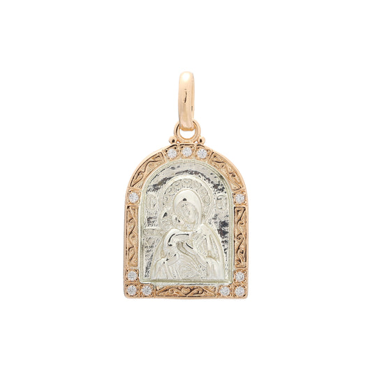 Virgin of Vladimir Rose Gold two tone pendant