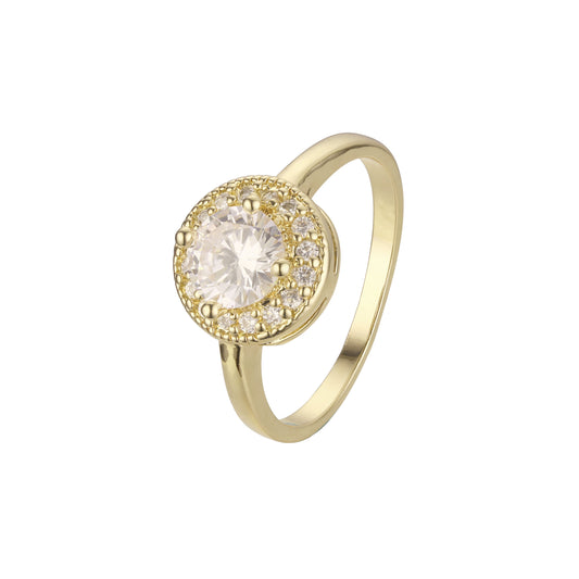 Chic colorful cubic zirconia 14K Gold halo rings