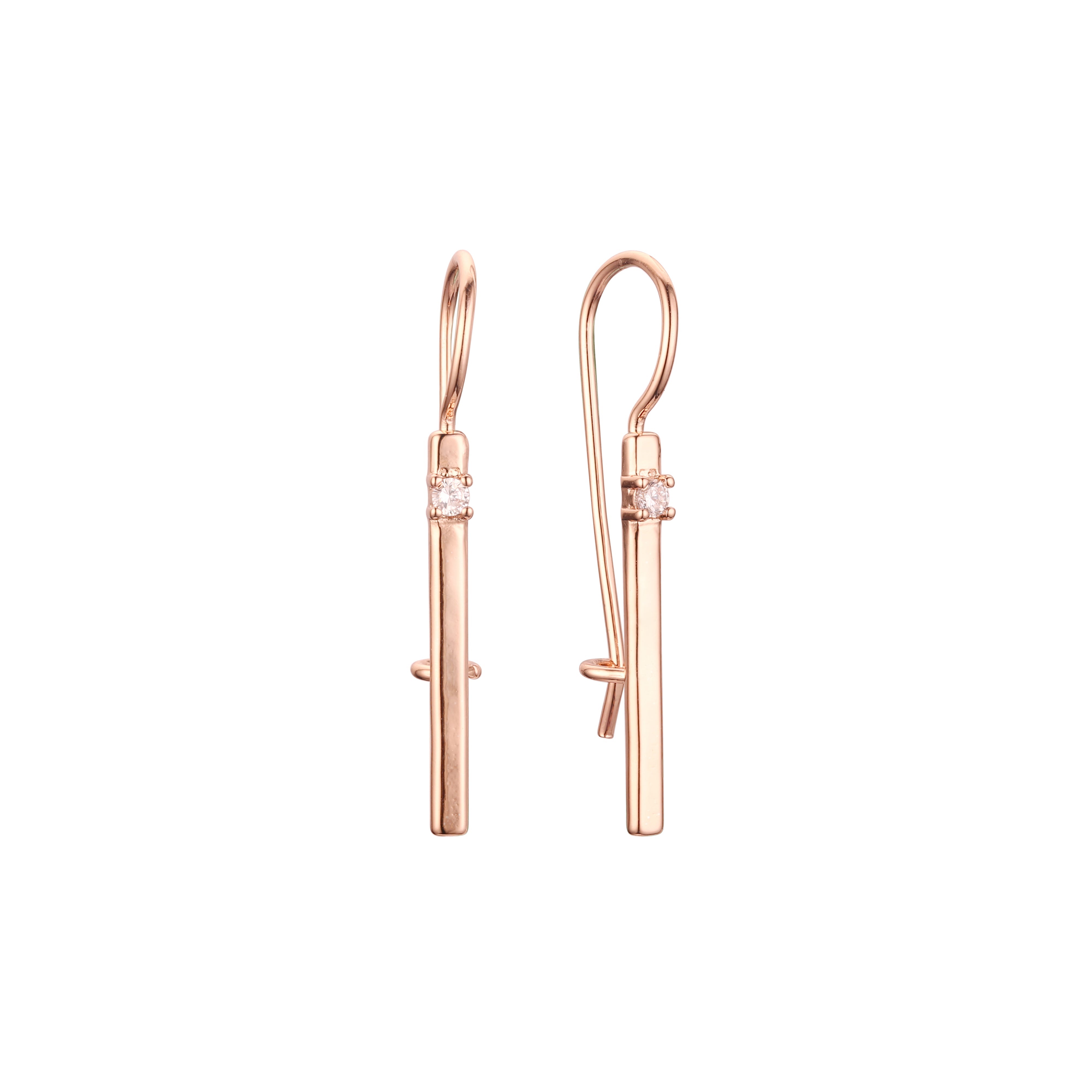Wire hook earrings in Rose Gold, two tone plating colors