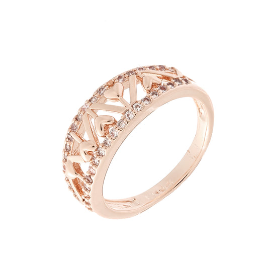 Chevron hearts stacking band white cz Rose Gold rings
