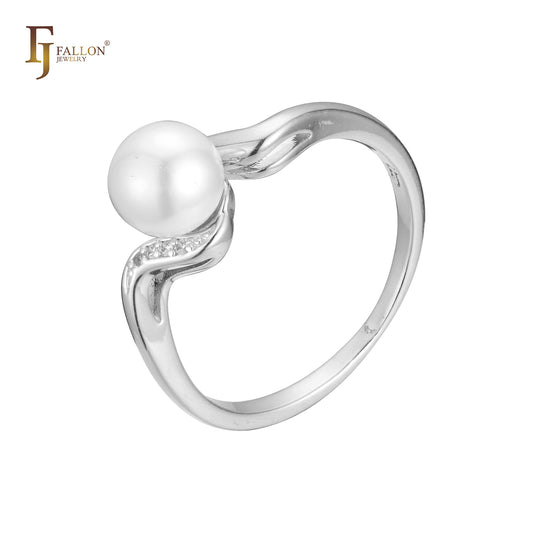 Rose Gold two tone solitaire pearl rings