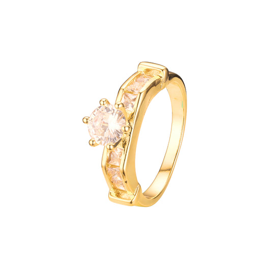 Stackable solitaire white CZ rings in 18K Gold, White Gold, 14K Gold plating colors