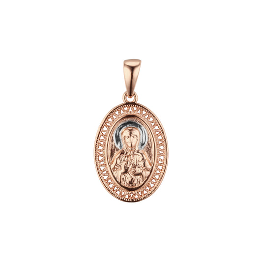 Virgin Mary pendant in Rose Gold two tone plating colors