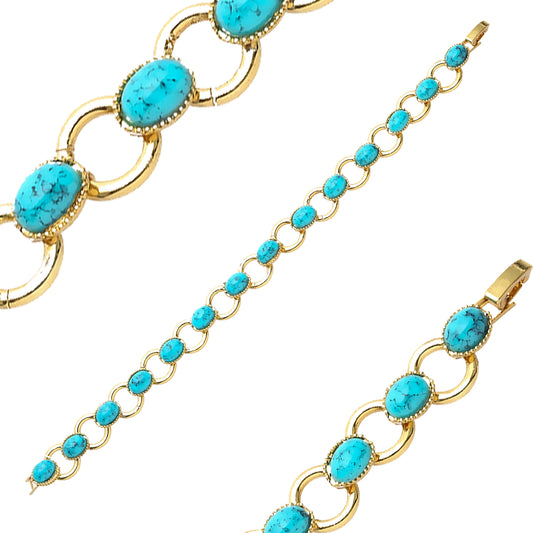 Turquoise rolo link 18K Gold bracelets