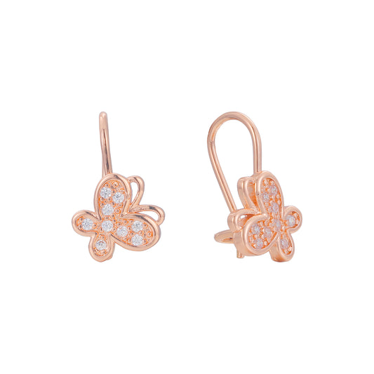 Cluster butterfly wire hook 14K Gold, Rose Gold child earrings