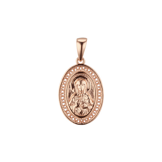 Virgin Mary pendant in Rose Gold two tone plating colors