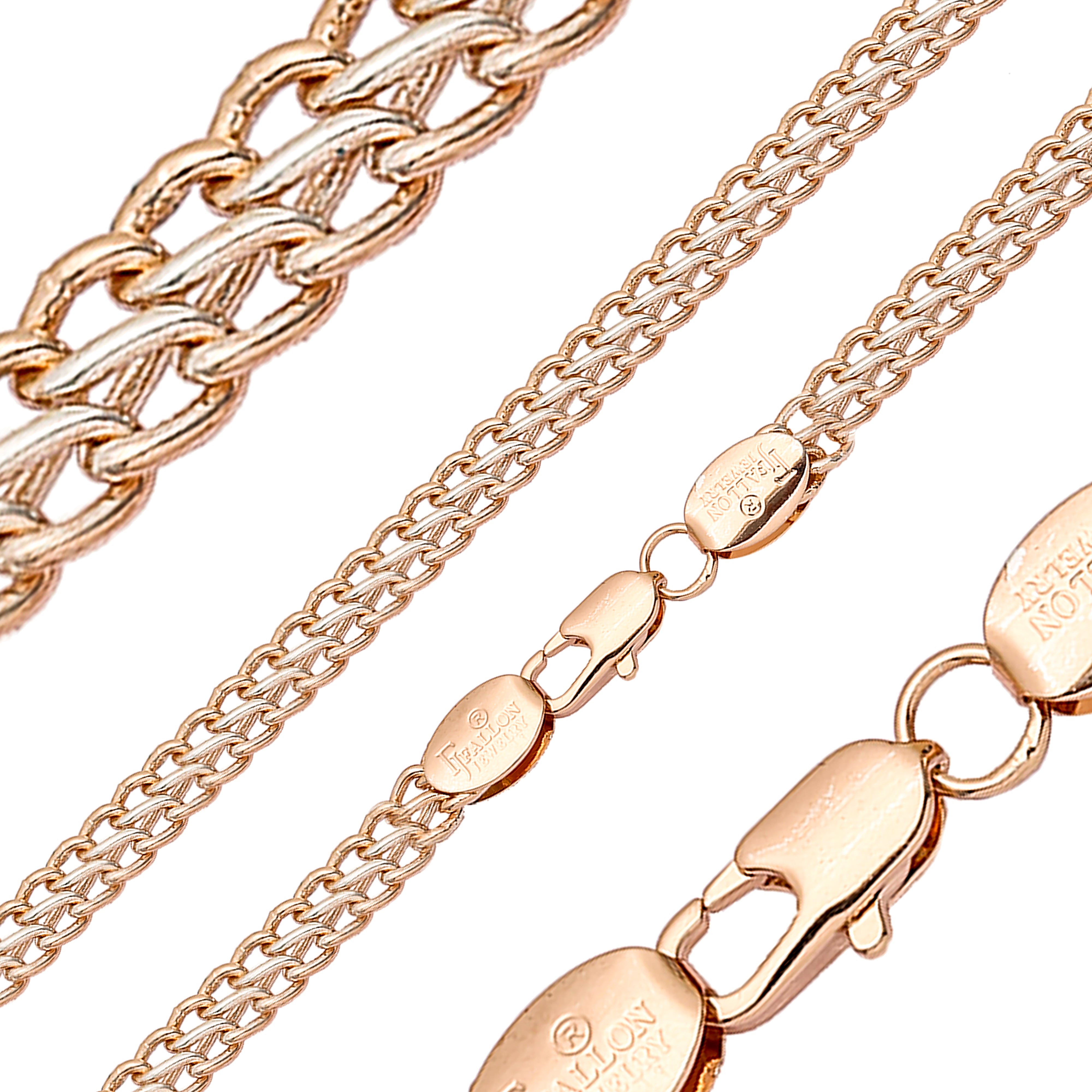 Double cable link chains plated in 14K Gold
