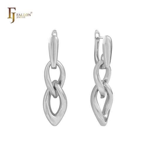 Twisted chain link Rose Gold, 14K Gold, White Gold Earrings