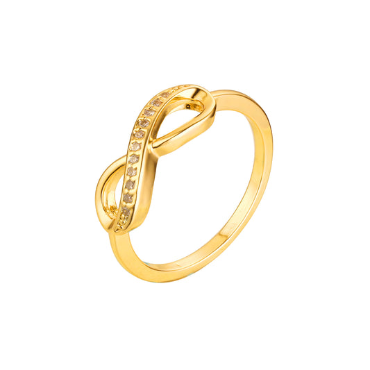 Infinity rings paving stone in 18K Gold, White Gold, 14K Gold, Rose Gold plating colors