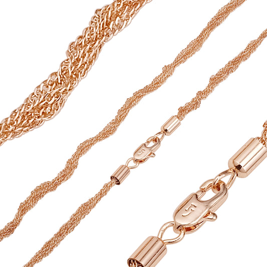 Quadruple four in one Singapore single link Rose Gold chains