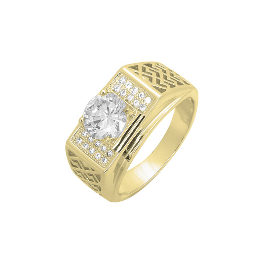 Textured Solitaire Men's signet 14K Gold, Rose Gold rings