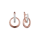 .Circle simplisist drop earrings plated in 14K Gold, Rose Gold, two tone