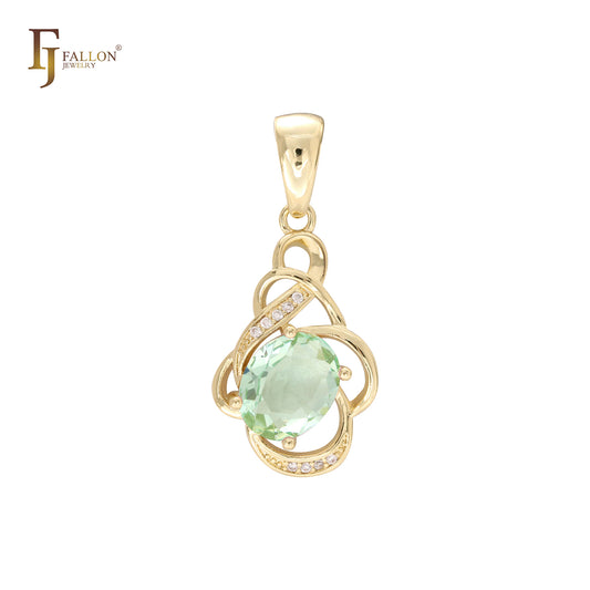 Colorful 14K Gold, Rose Gold Solitaire Pendant