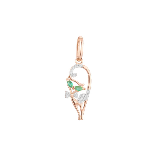 Cat animal pendant in Rose Gold two tone, 14K Gold plating colors