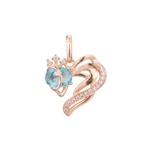 Solitaire heart pendant in Rose Gold two tone, 14K Gold plating colors