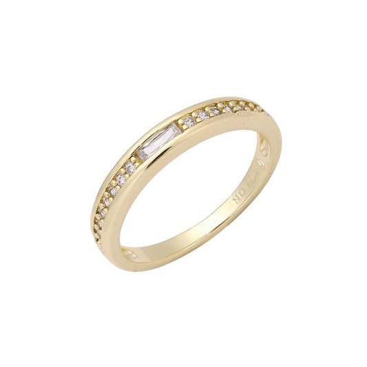 Solitaire Wedding band rings in White Gold, 14K Gold, Rose Gold plating colors