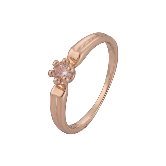 Clawed Solitaire white CZ 14K Gold, Rose Gold rings