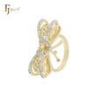 Twisted ribbon cluster white CZs 14K Gold two tone Rings