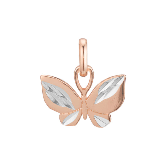 Great butterfly pendant in Rose Gold two tone, 14K Gold plating colors