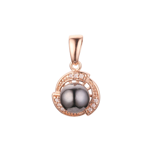 Rose Gold solitaire black pearl pendant