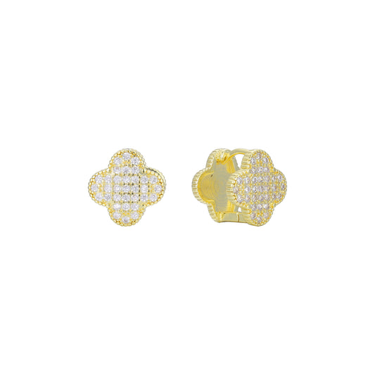 Clover cluster huggie earrings plated in 14K Gold
