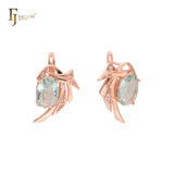.Wings solitaire earrings in 14K Gold, Rose Gold plating colors