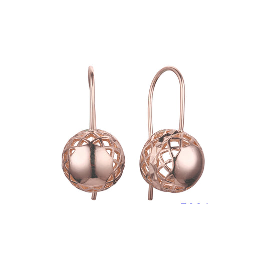 Beads lantern wire hook earrings in 14K Gold, Rose Gold, two tone plating colors