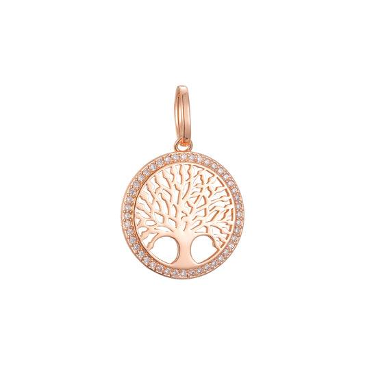 Tree halo pendant in Rose Gold two tone, 14K Gold plating colors
