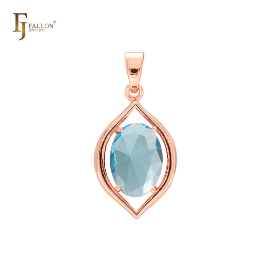 Marquise Oval CZ Rose Gold Solitaire Pendant