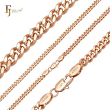 .Classic Miami Style Cuban link chains plated in White Gold, 14K Gold, two tone SF