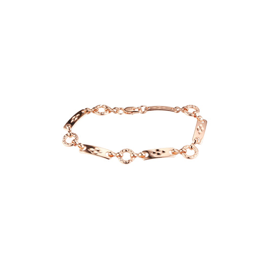 Fancy link bracelets plated in 14K Gold, Rose Gold colors