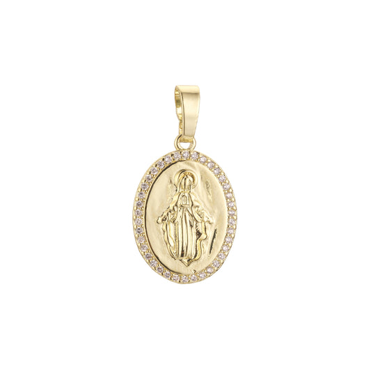 Virgin Mary of Guadalupe Pendant plated in 14K Gold colors