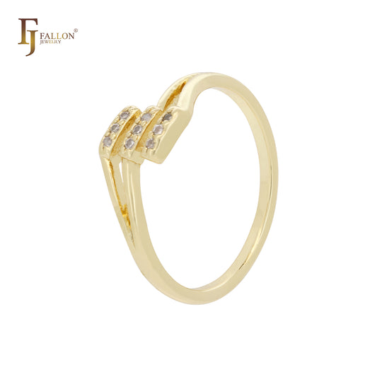 Triple layered cluster white CZs 14K Gold rings