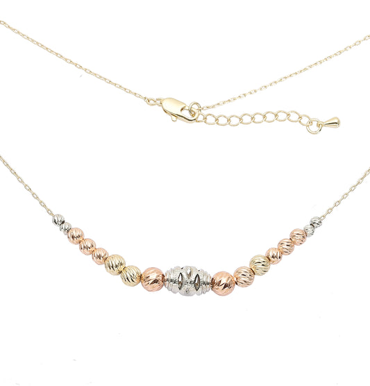 Tri-Color Beads 14K Gold three tone necklace